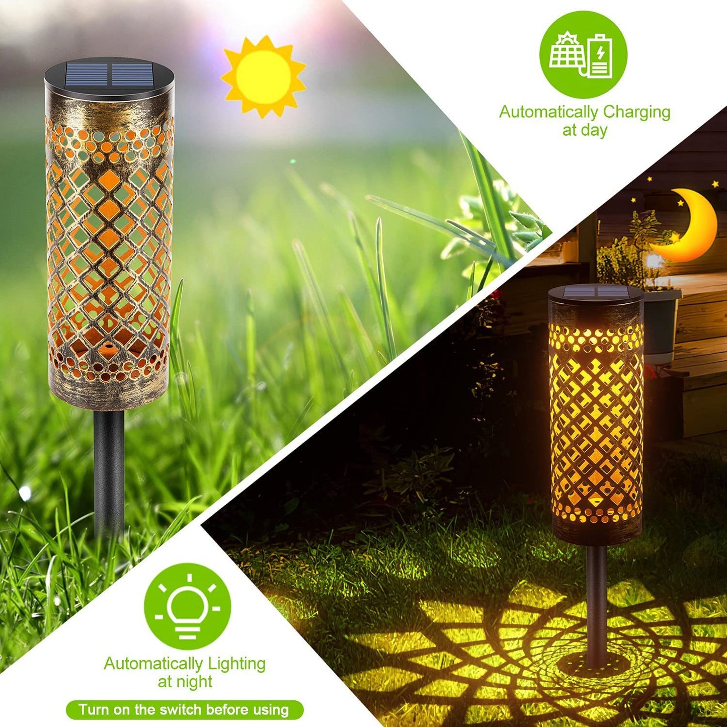 Solar Garden Lights Waterproof – Metal Outdoor Lawn Lamps