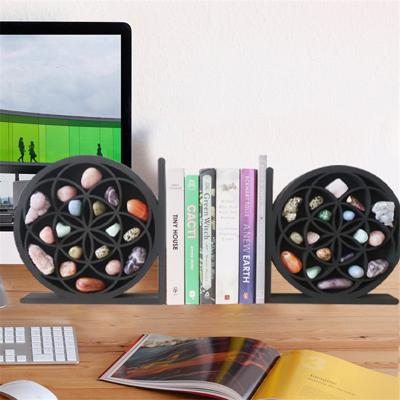 Boho Wall Decor Shelf – Crystal Clip Storage for Books, Trinkets & More