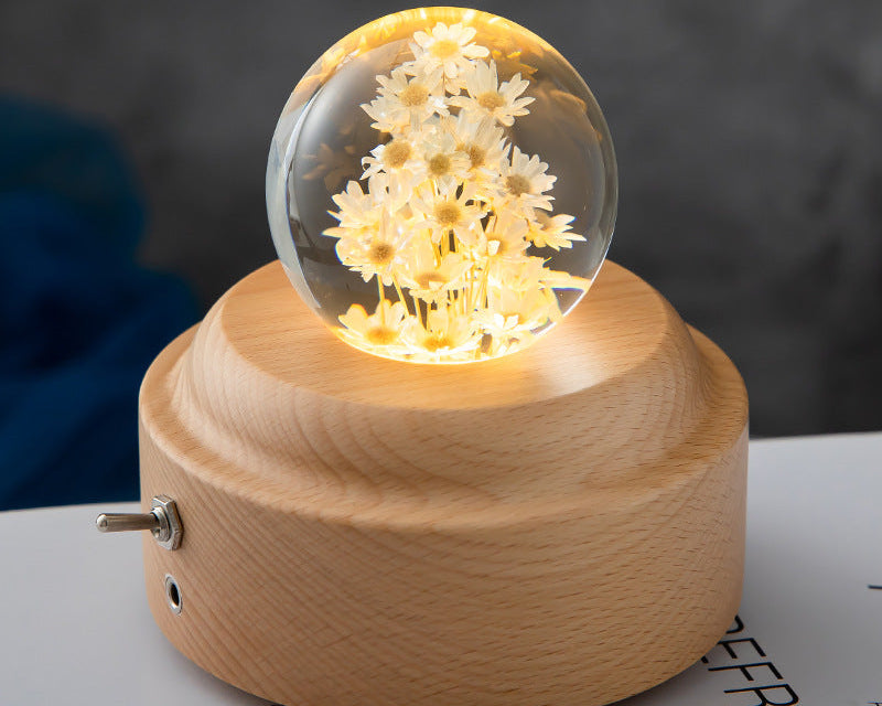 Crystal Ball Flower Night Lamp – LED Ambient Light for Bedroom