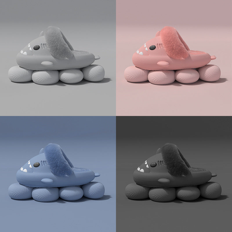 Detachable Warm Shark Slippers – Fuzzy Indoor Shoes for Women