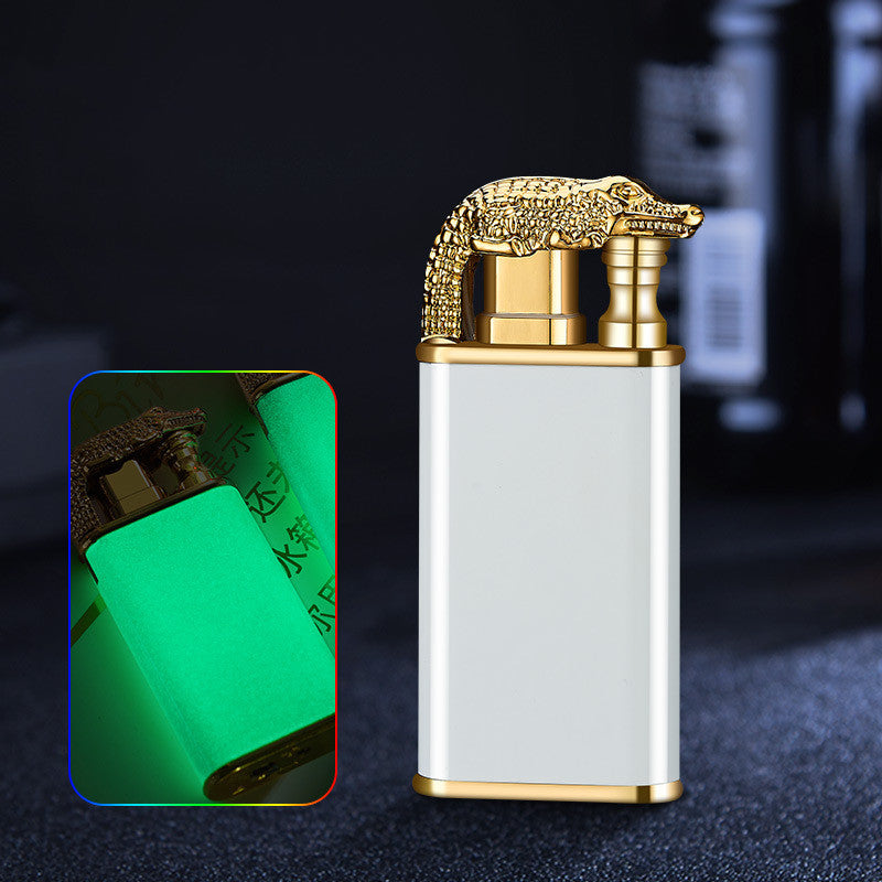 Windproof Jet Flame Torch Lighter – Creative Dolphin Dragon Tiger Double Fire Metal Refillable Lighter
