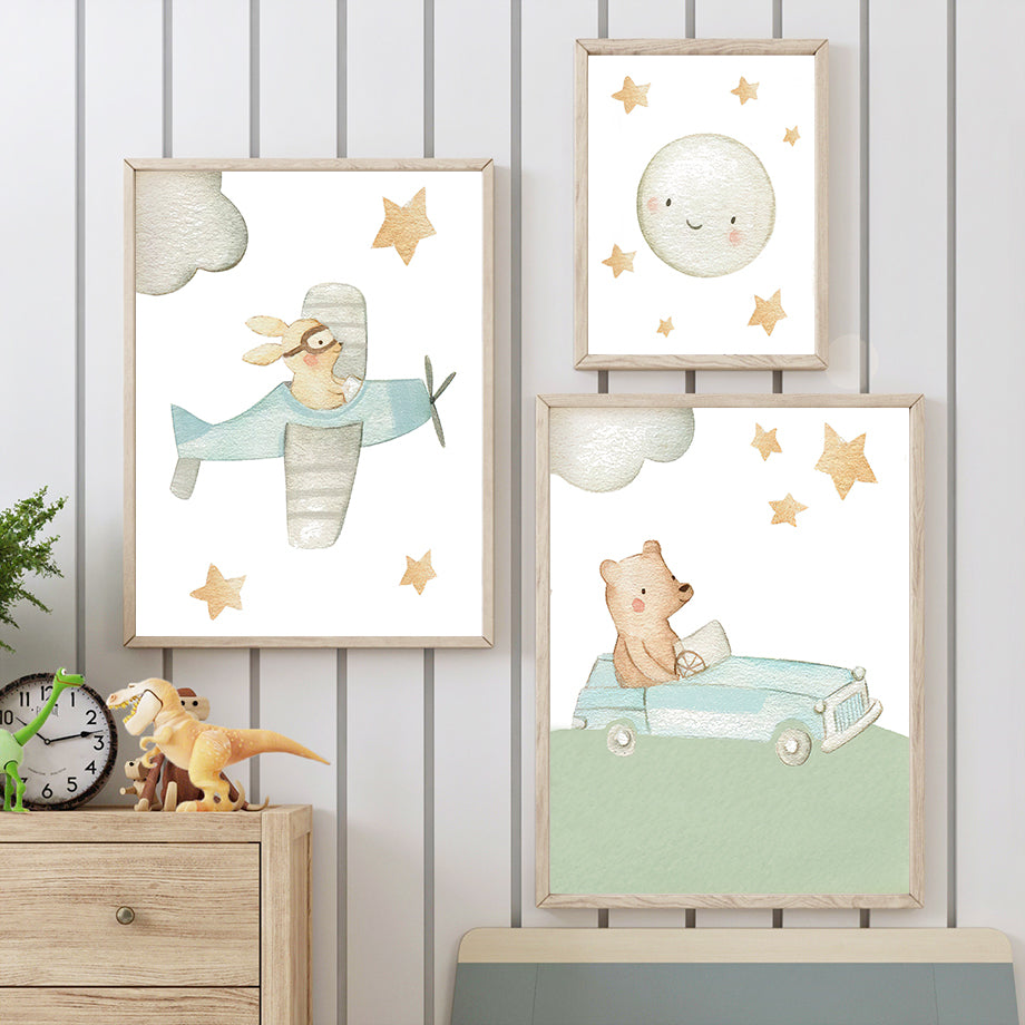 Scandinavian Kids Wall Art Canvas – Children’s Room Decor Poster for Nursery & Toddler Spaces