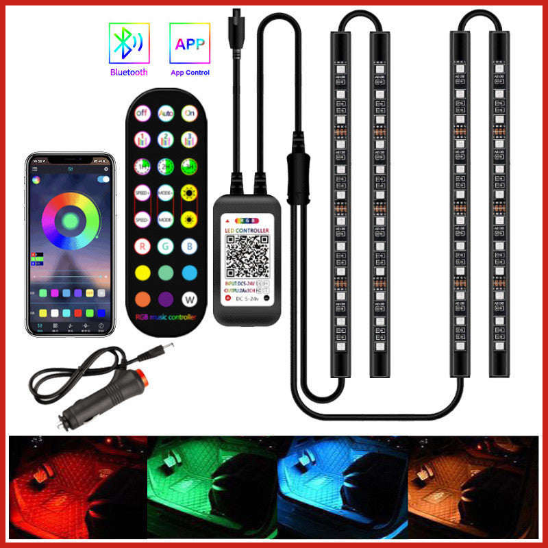 Car LED Ambient Lighting – Waterproof RGB Strip with Remote & Music Sync