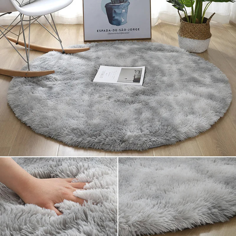 Soft Plush Round Rug Mat Fluffy White Carpets - perfect for living room & bedroom