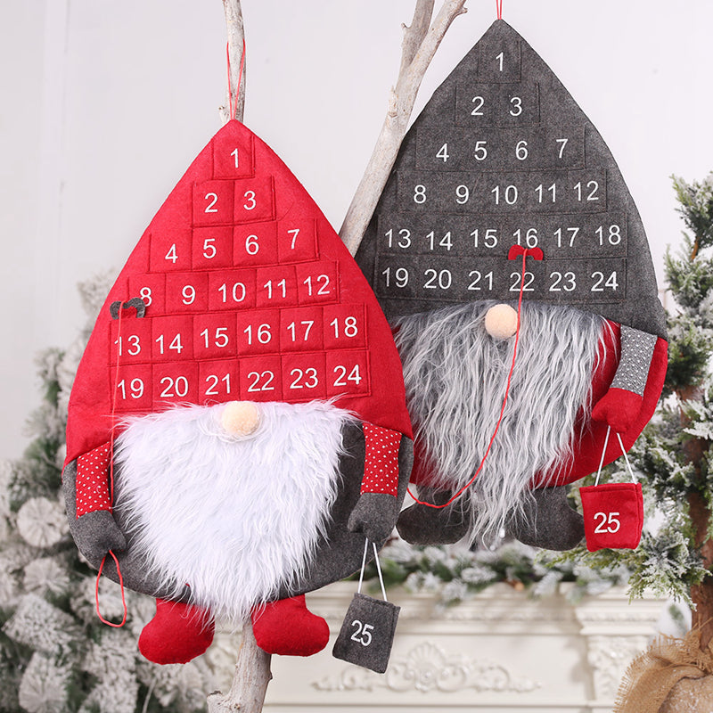 Christmas Countdown Advent Calendar Santa Doll – Faceless Hanging Decor