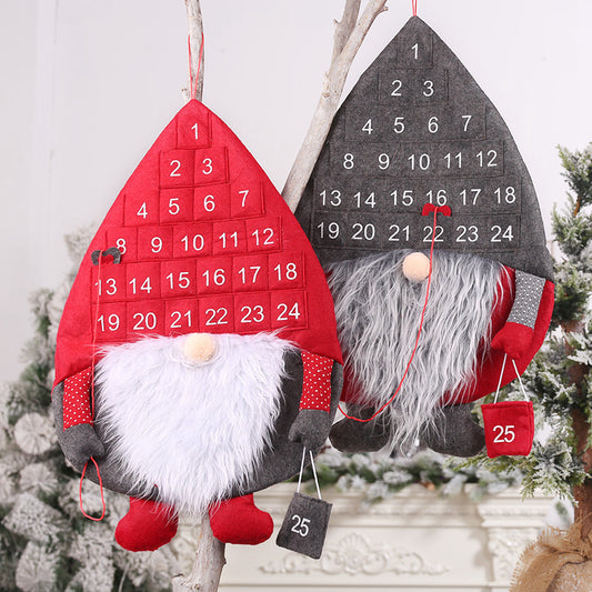 Christmas Countdown Advent Calendar Santa Doll – Faceless Hanging Decor