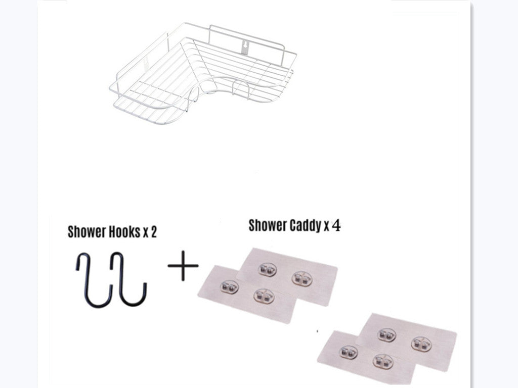Easy Install Corner Shelf Rack – No-Drill Bathroom & Kitchen Wall Storage Organizer