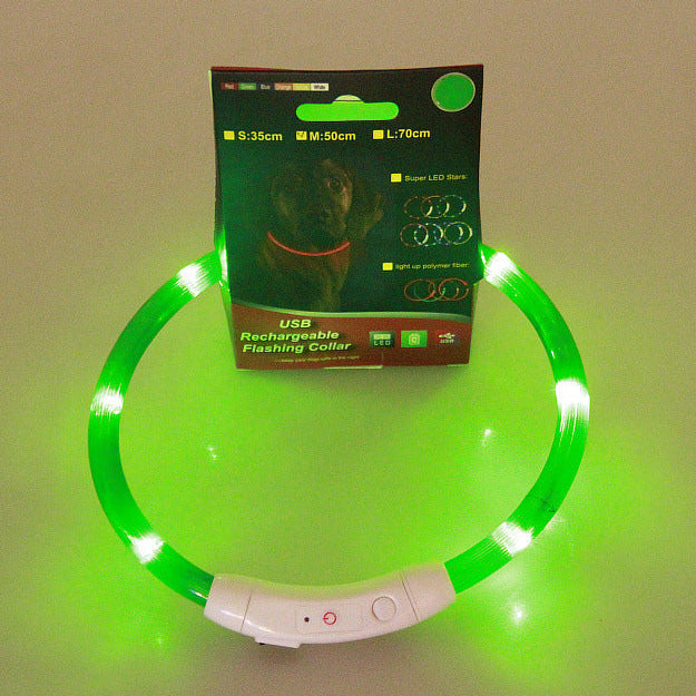 USB Rechargeable LED Pet Collar – Flashing Glowing Dog Necklace for Safe Night Walks