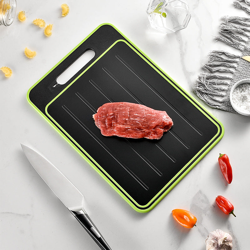 Fast Defrost Cutting Board Double-Sided | Anti-Slip Kitchen Chopping Board with Sharpener