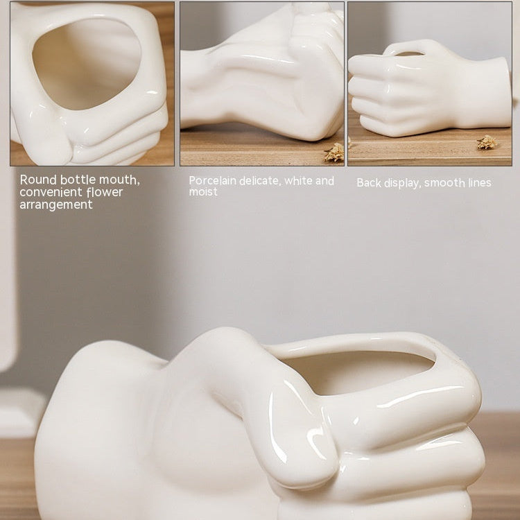 Simple Ceramic Vase – Modern Home Decor Flower Vase for Living Room & Table Centerpiece