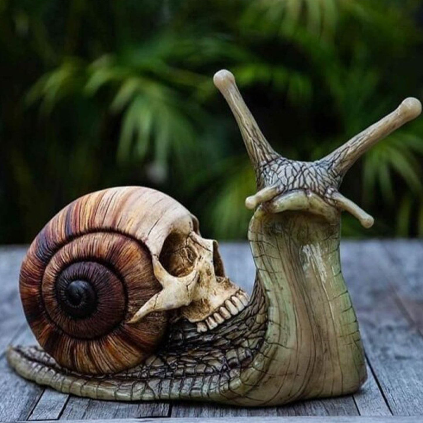 Gothic Snail Sculpture Home Decor – Skull Snail Figurine, Kawaii Aesthetic Room Decor