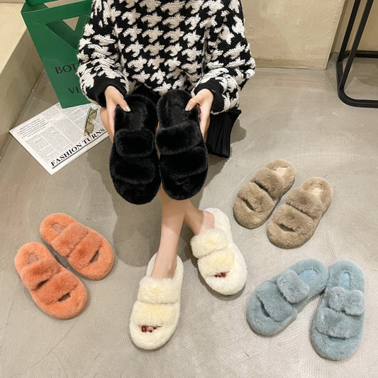 Fuzzy Indoor Slippers – Warm Fluffy House Shoes for Women