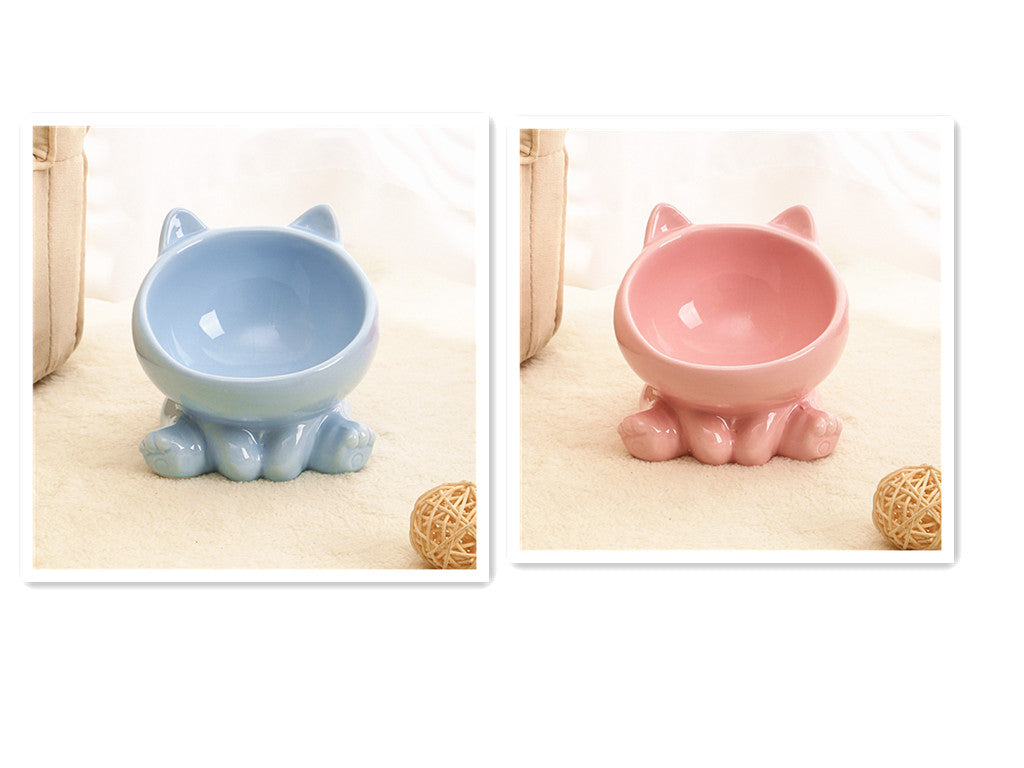 Stylish Ceramic Cat & Dog Bowl Raised Anti Choke Pet Food Bowl Ergonomic Feeding Dish