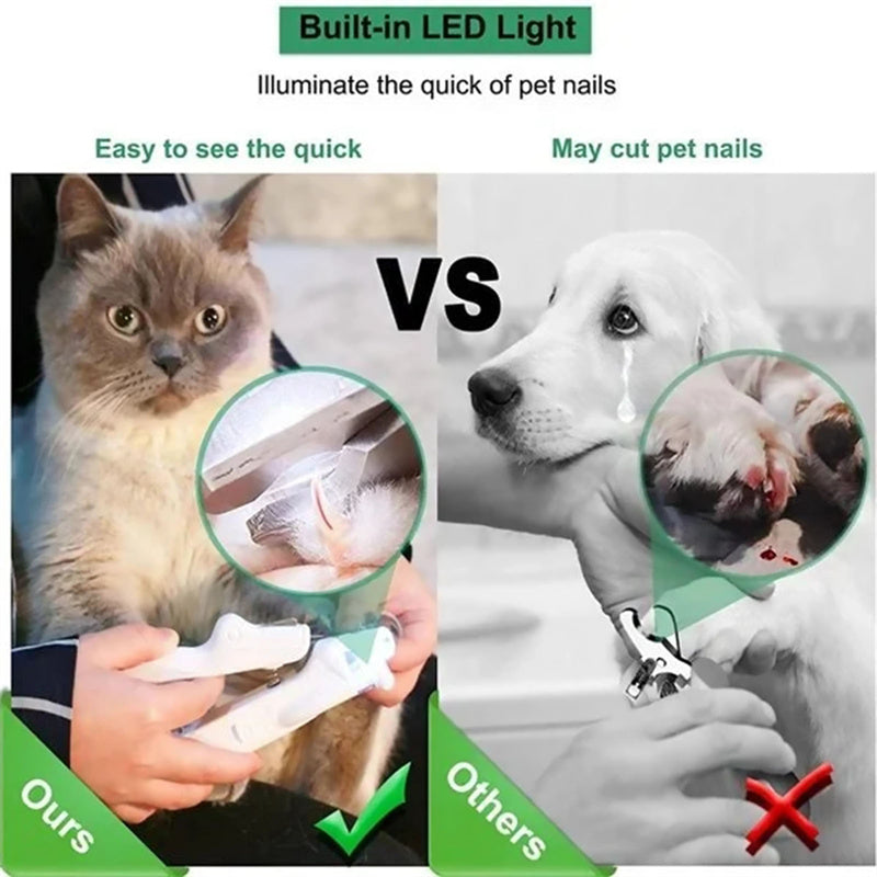 Pet Nail Trimmer LED Light – Professional Dog Cat Grooming Clippers for Home Care & Safety