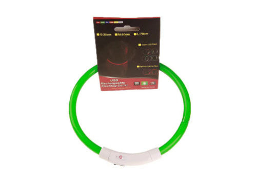 USB Rechargeable LED Pet Collar – Flashing Glowing Dog Necklace for Safe Night Walks