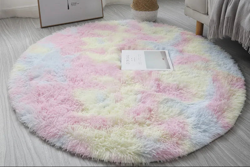 Soft Plush Round Rug Mat Fluffy White Carpets - perfect for living room & bedroom