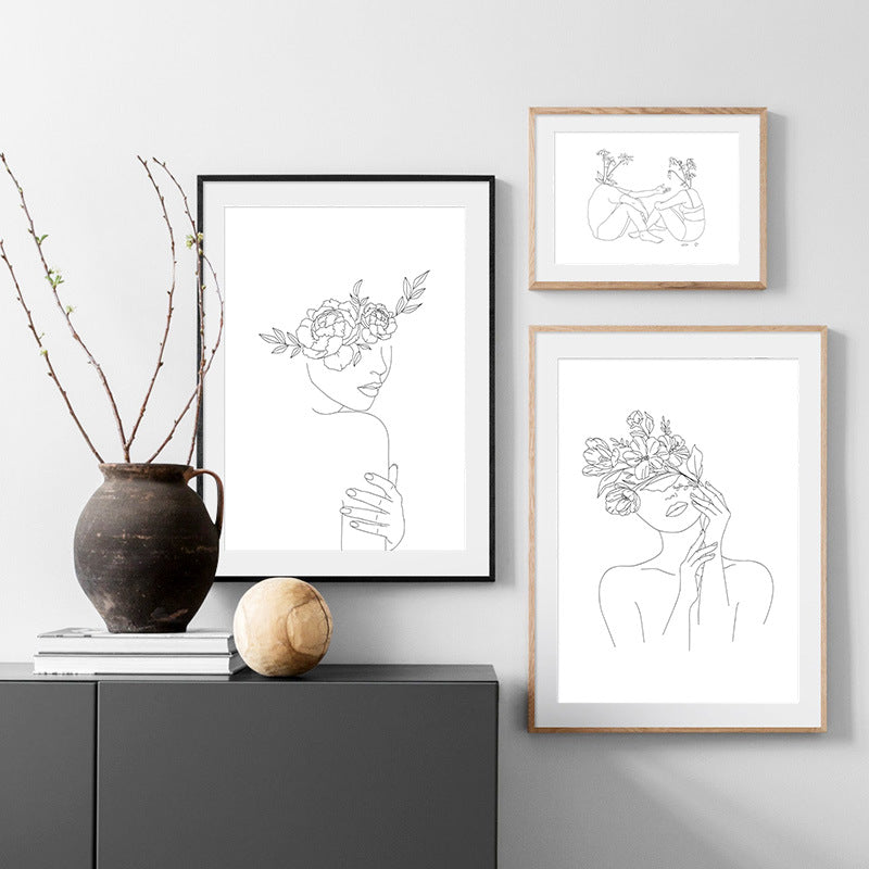 Botanical Abstract Canvas Art – Minimalist Wall Decor for Living Room & Bedroom