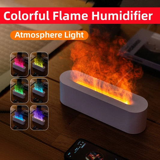Home Spa Flame Aroma Diffuser – Ultrasonic Humidifier LED Fire Mist Maker Essential Oil Diffuser