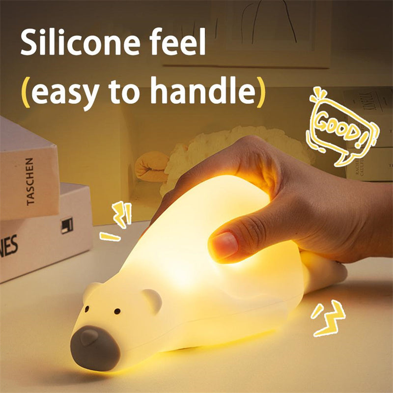 Cute Bear Bedside Lamp – Silicone LED Night Light for Kids & Baby Rooms