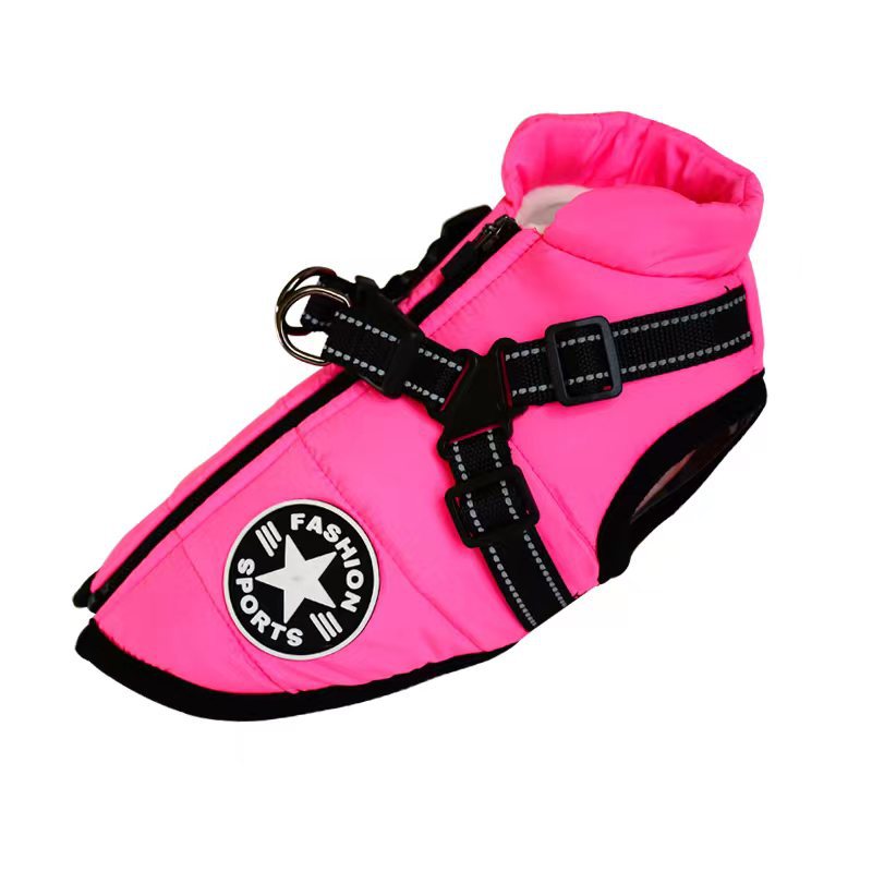 Warm Dog Coat with Harness – Waterproof Winter Jacket for All Dog Sizes