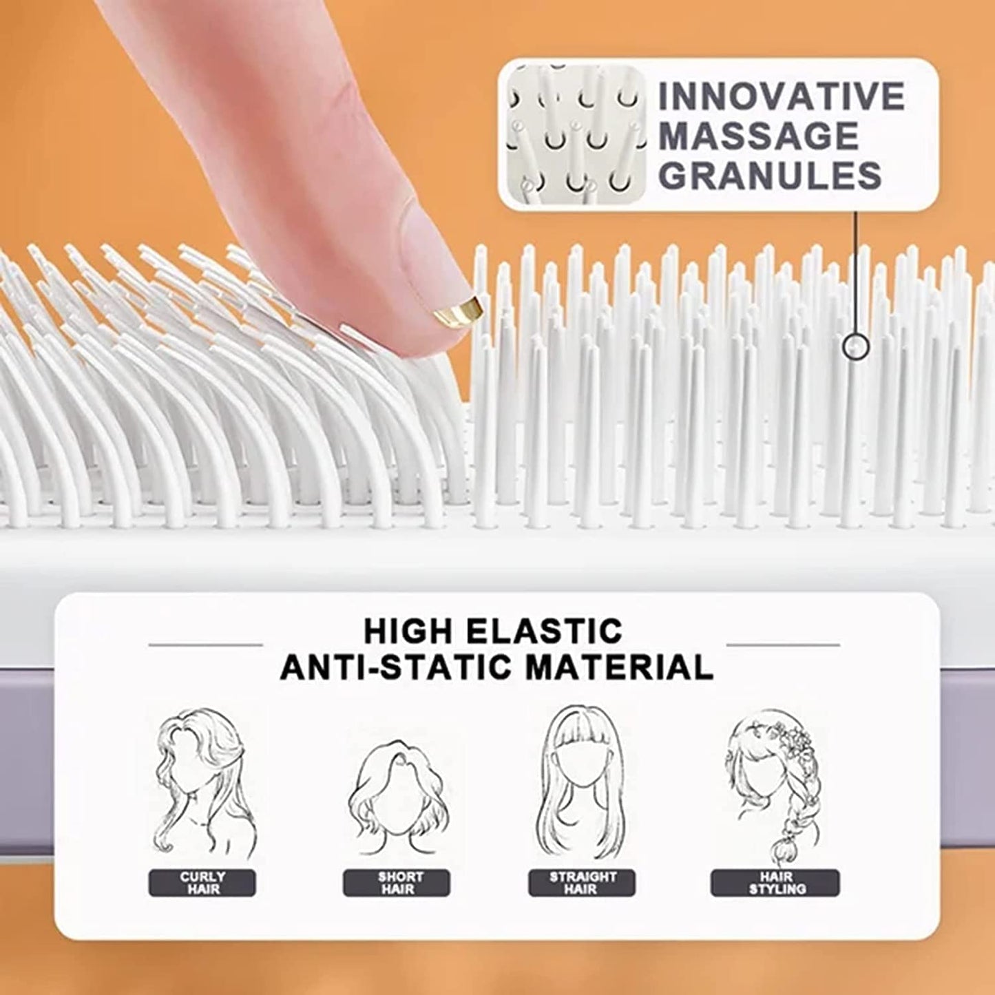 4-in-1 Self Cleaning Hair Brush | Anti-Static Detangling Scalp Massage Comb