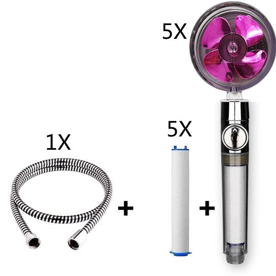 Strong Pressure Shower Head – Turbo Propeller Water Saving Handheld Spray