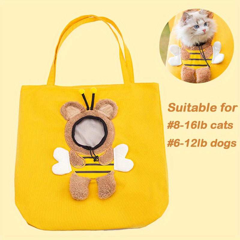 Little Bee Style Pet Travel Carrier Bag – Breathable Soft Portable Handbag for Cats & Small Dogs