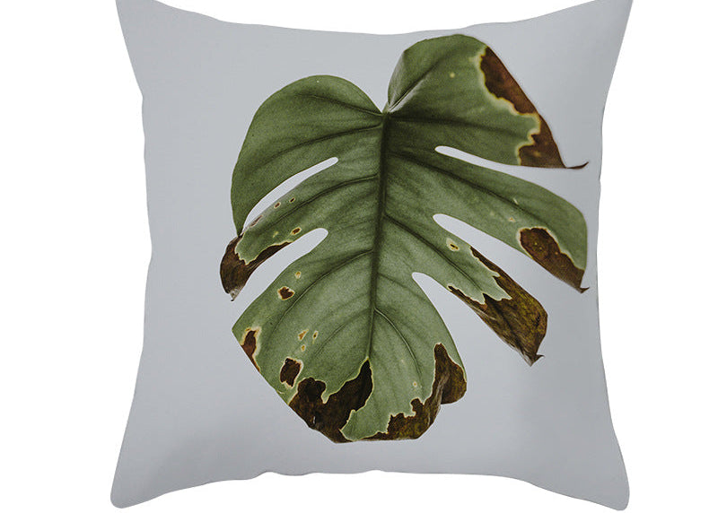 Light Tropical Plants Peach Skin Fleece Pillowcase – Soft Home Decor Cushion Cover