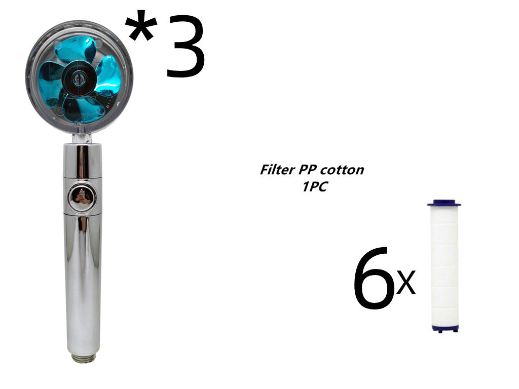 Strong Pressure Shower Head – Turbo Propeller Water Saving Handheld Spray