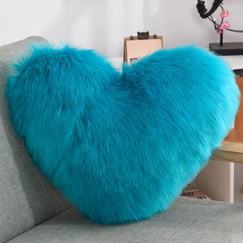 Cuddle-Perfect Fluffy Heart Throw Pillow Cover