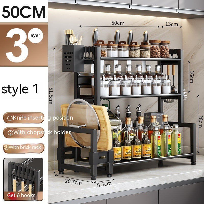 Countertop Kitchen Organizer – Spice Jar Rack & Utensil Holder for Home Cooking