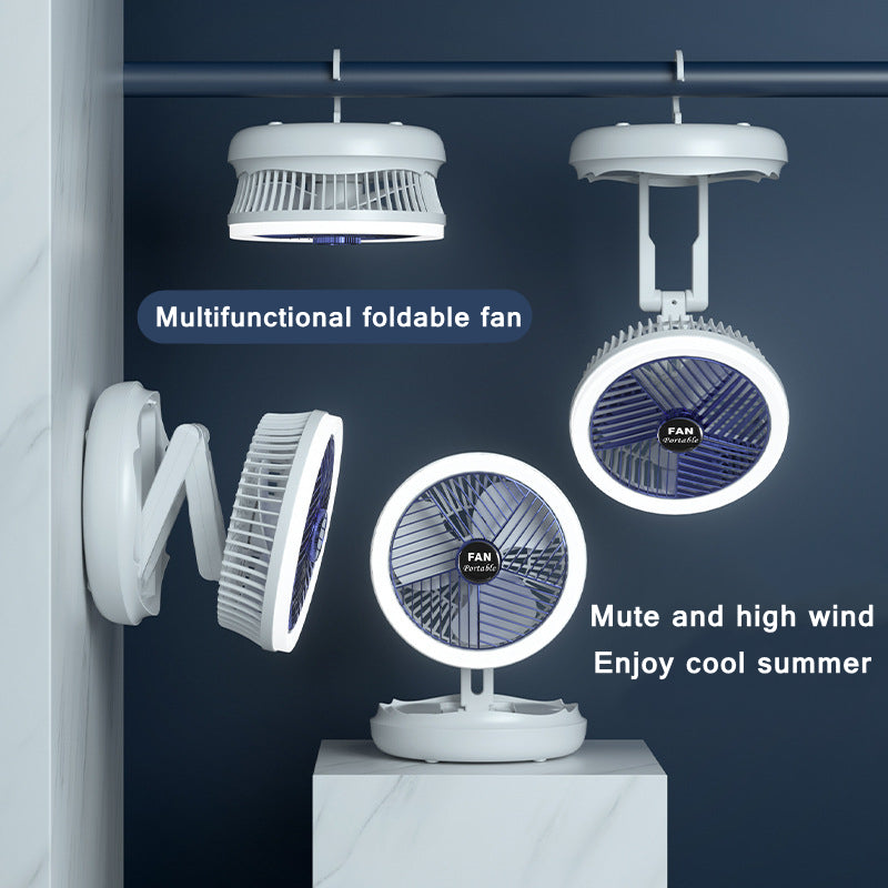 Foldable Table Fan USB – Portable Wall & Ceiling Fan with LED Light for Room