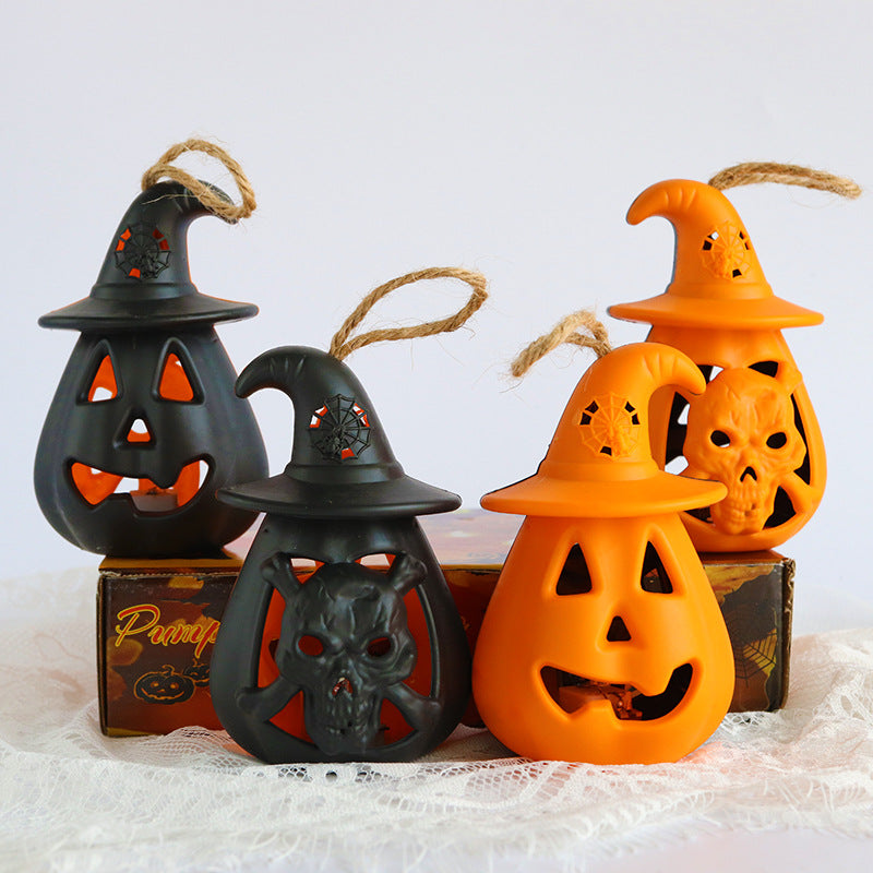Halloween Pumpkin Skull Candle Lamp – Creepy LED Night Light Party Decor