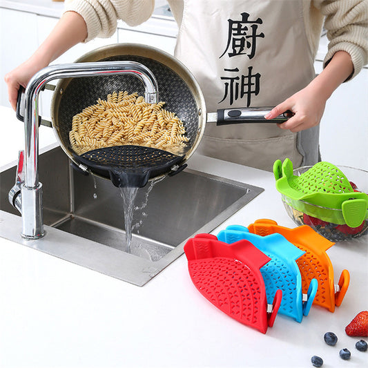 Silicone Pot Strainer Clip – Easy Drain Stopper for Mess-Free Cooking