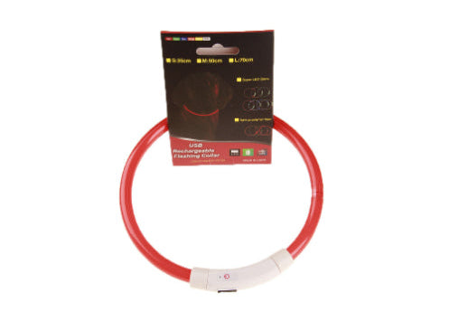 USB Rechargeable LED Pet Collar – Flashing Glowing Dog Necklace for Safe Night Walks