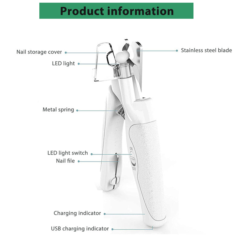 Pet Nail Trimmer LED Light – Professional Dog Cat Grooming Clippers for Home Care & Safety