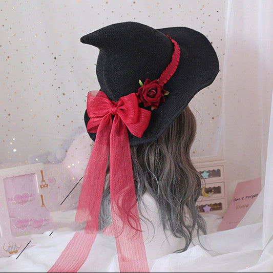 Gothic Lolita Witch Hat Halloween Costume Accessory – Elegant Masquerade Wizard Hat
