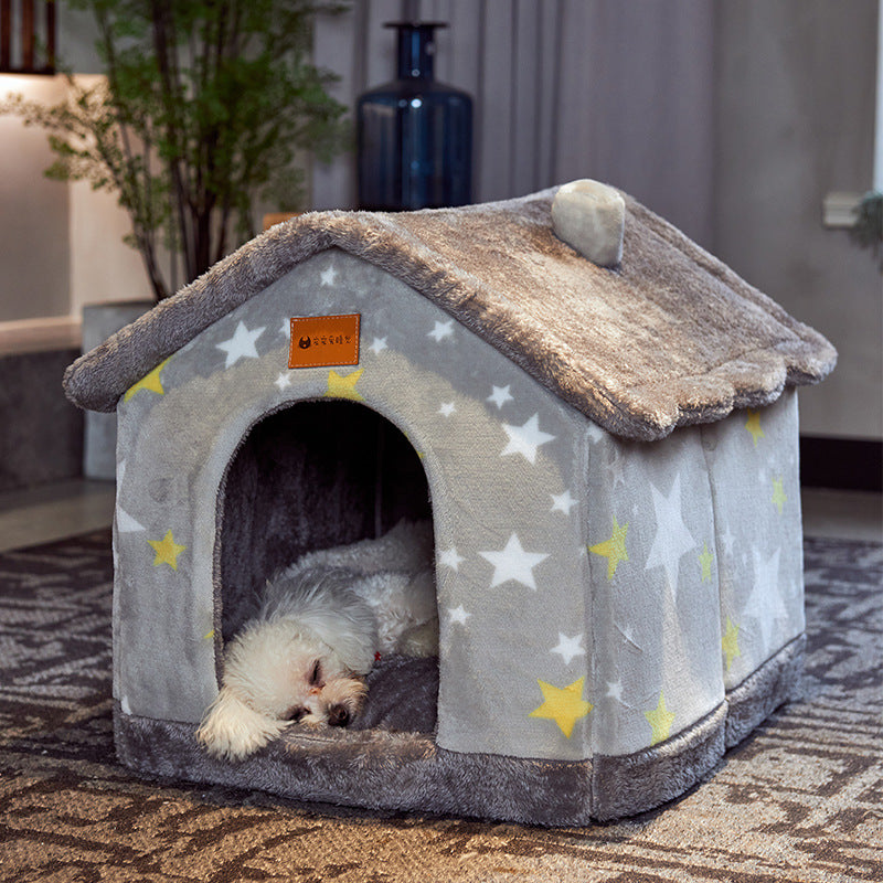Foldable Dog House Bed – Cozy Winter Pet Bed Sofa