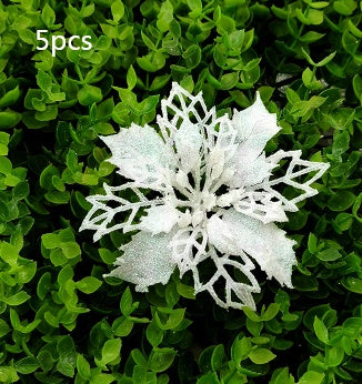 Christmas Glitter Fake Flowers – Festive Tree Decorations for Home & Party Setup