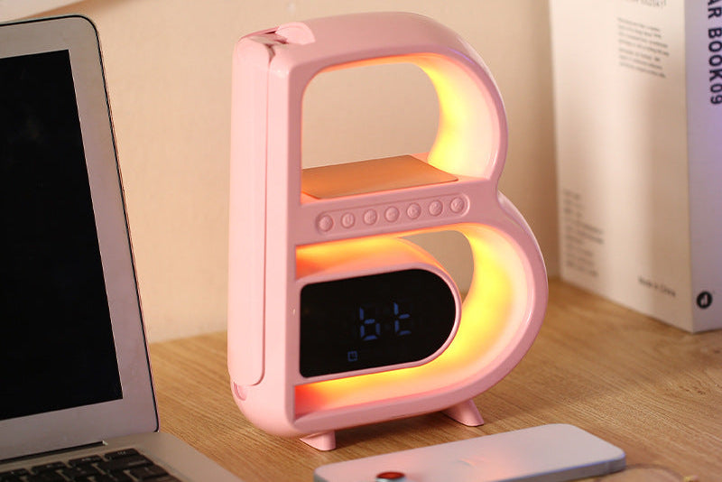 Portable B-Shaped Bluetooth Speaker – Music, Wireless Charger & TF Card Compatible