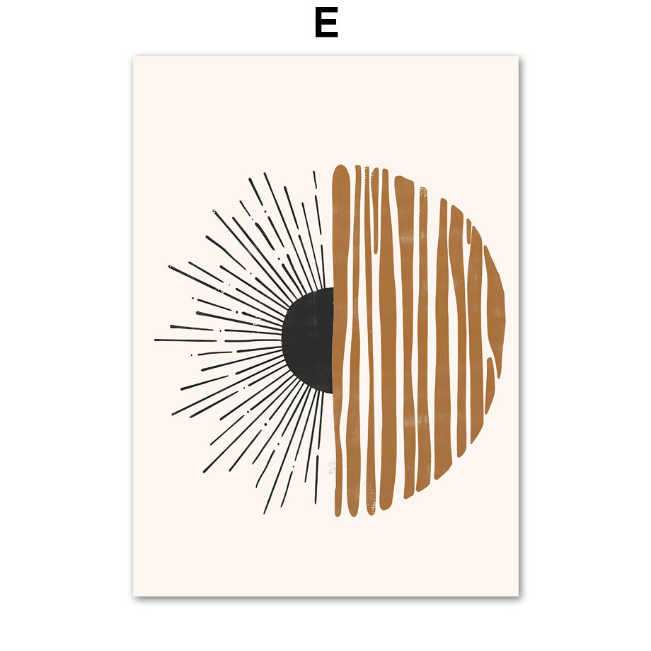 Minimalist Boho Home Decor – Line Leaves Abstract Canvas Wall Art