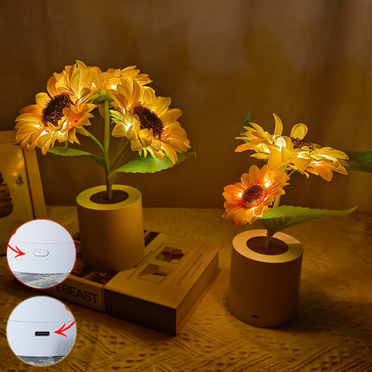Sunflower LED Night Light – Rechargeable Decorative Desk Lamp for Home & Bedroom Decor