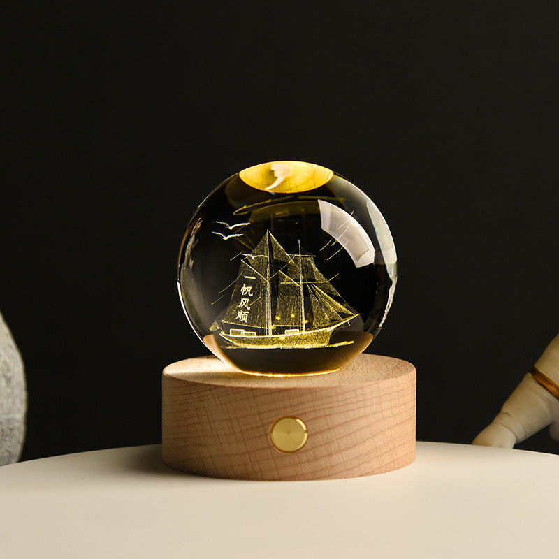 Galaxy Crystal Ball Night Light – 3D Laser Engraved Lamp for Cozy Room Vibes