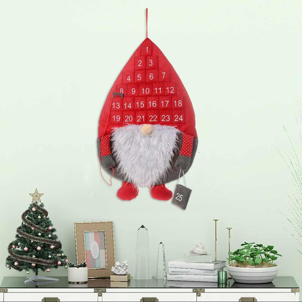 Christmas Countdown Advent Calendar Santa Doll – Faceless Hanging Decor