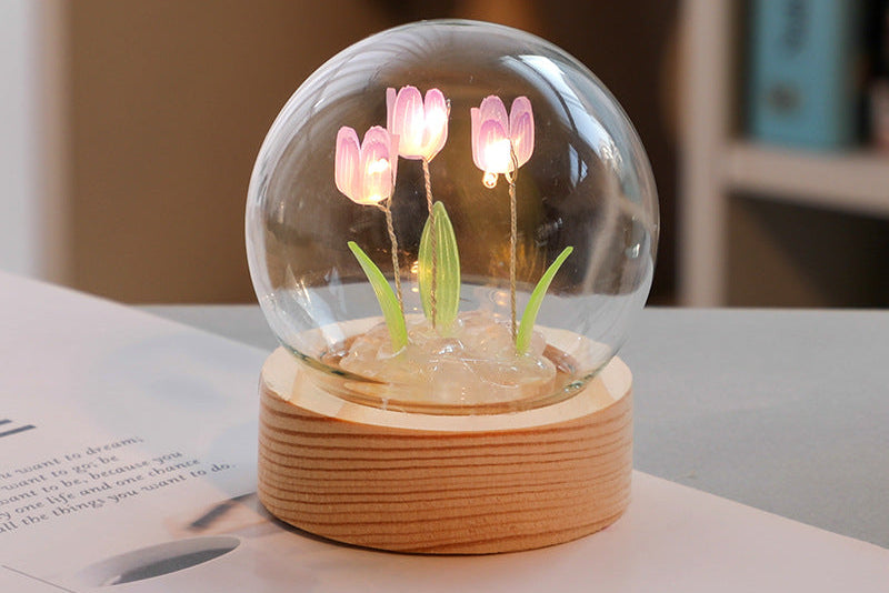 Cute Tulip LED Lamp – Night Light for Bedroom & Desk Decor