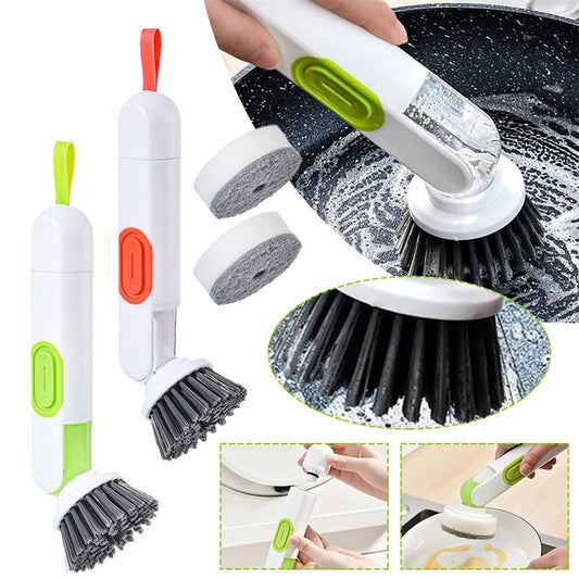 Multi-Functional Cleaning Brush with Soap Dispenser – Long Handle Kitchen Scrubber (Easy Clean Tool)