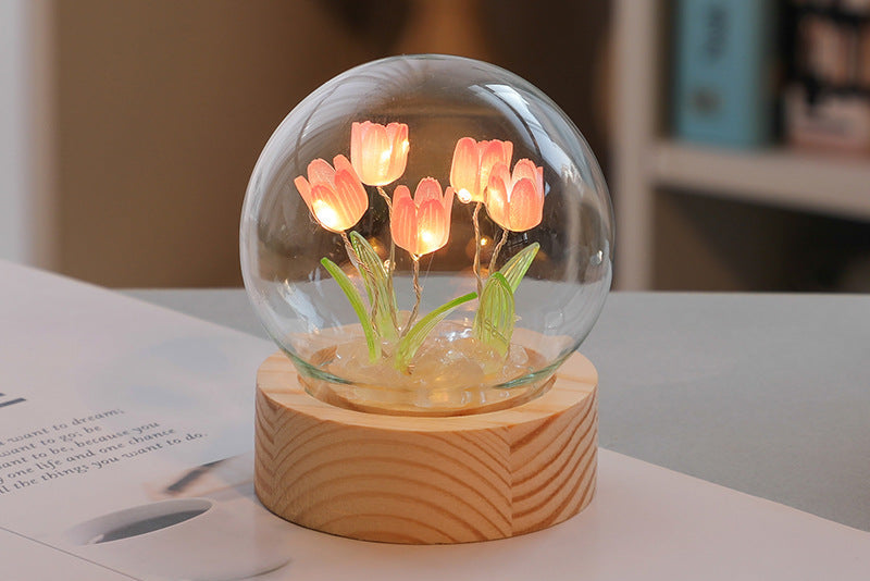 Cute Tulip LED Lamp – Night Light for Bedroom & Desk Decor