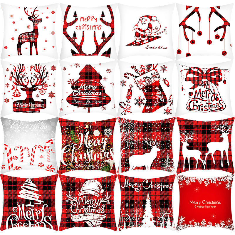 Christmas Decorative Cushion Cover Elk Santa Claus | Festive Sofa Pillow Xmas Home Decor