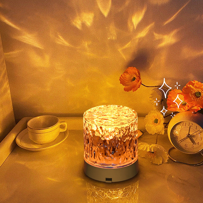 Modern Crystal Ripple Lamp – LED Night Light Projector for Bedroom Mood Lighting