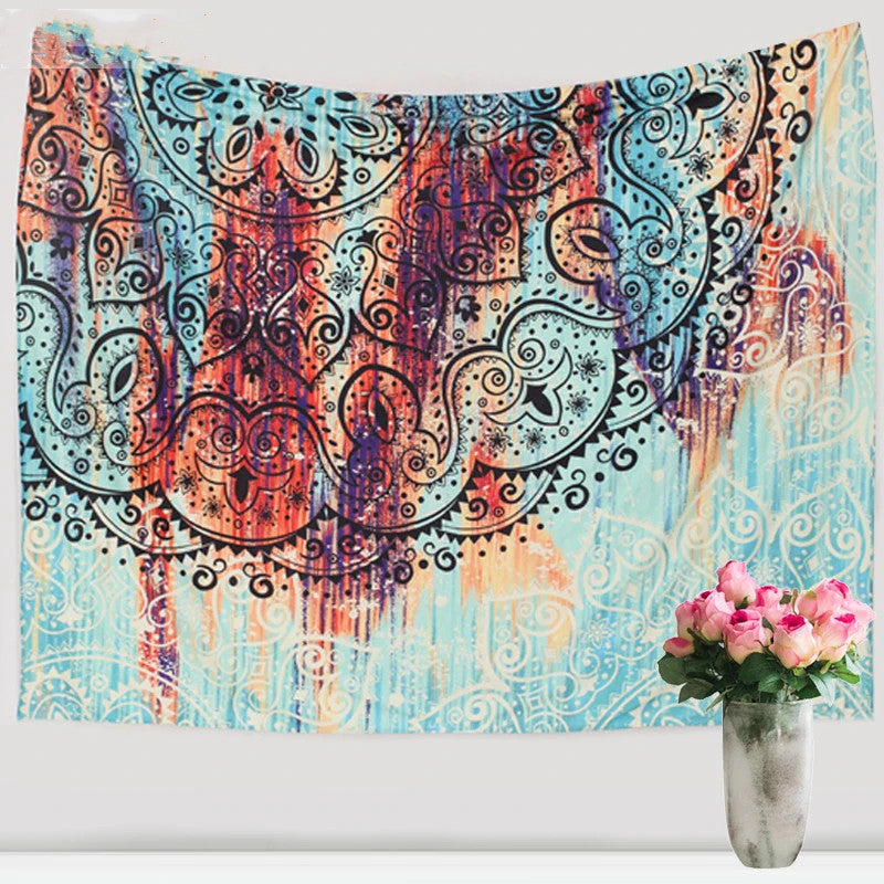 Boho Floral Tapestry – Mandala Wall Hanging for Aesthetic Room Decor